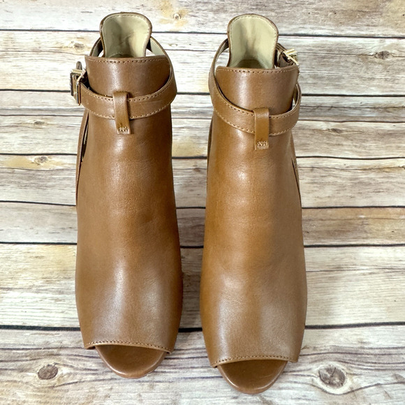 Michael Kors Womens Brown Leather Lawson Open Toe High Heel Bootie Size 6M - Picture 3 of 8